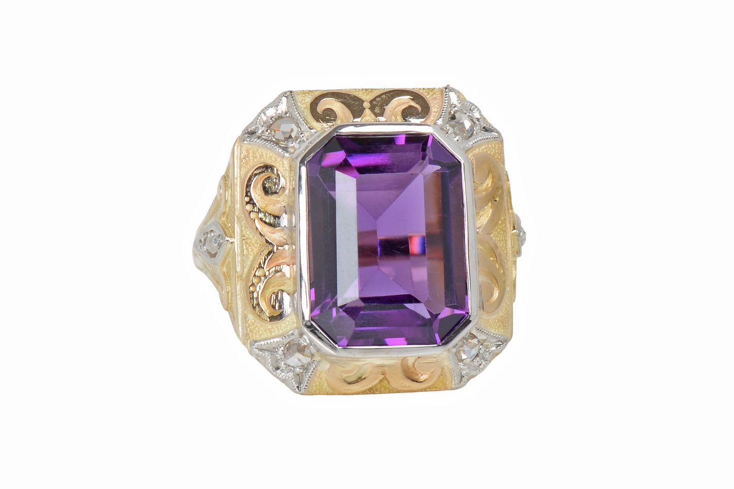Flamenco Inspired Amethyst Diamond Ring
