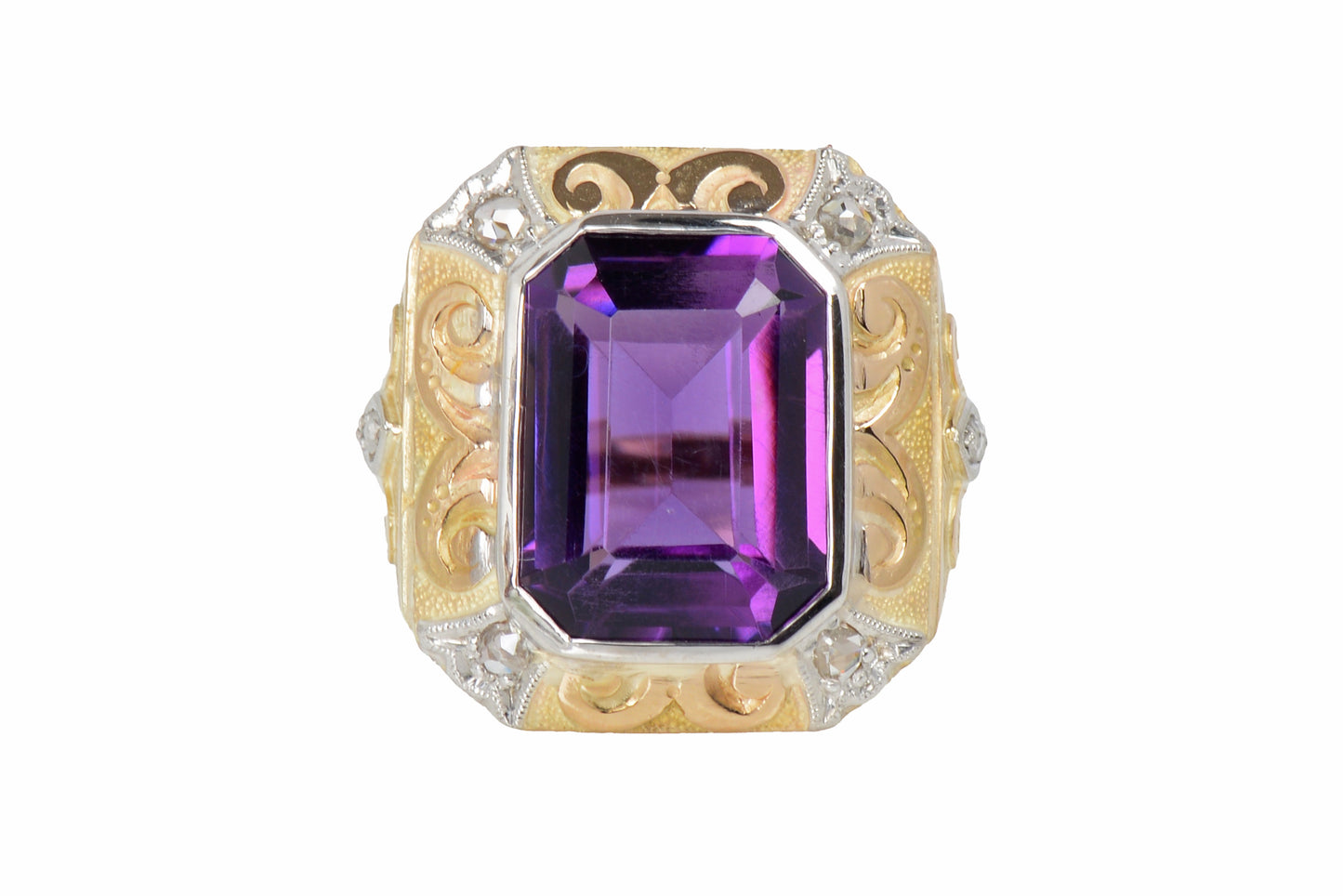 Flamenco Inspired Amethyst Diamond Ring