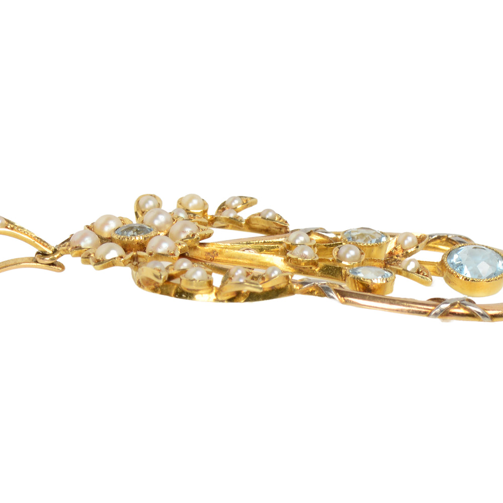 
                      
                        Edwardian Aquamarine Natural Pearl Articulated Pendant
                      
                    