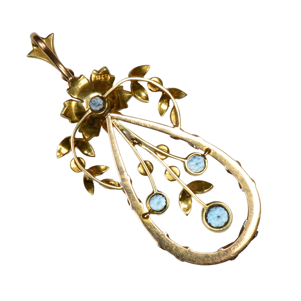 
                      
                        Edwardian Aquamarine Natural Pearl Articulated Pendant
                      
                    