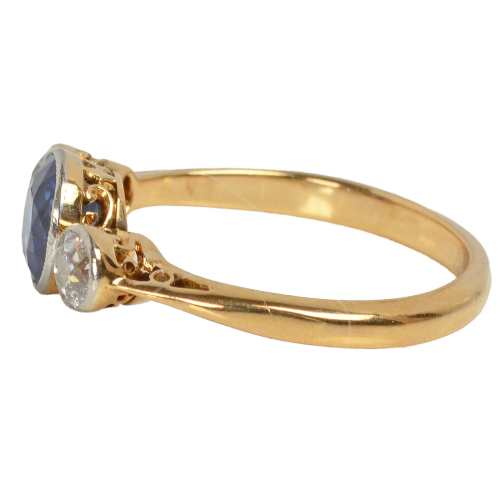 
                      
                        Art Deco Bezel Set Fine Sapphire & Diamond Ring
                      
                    