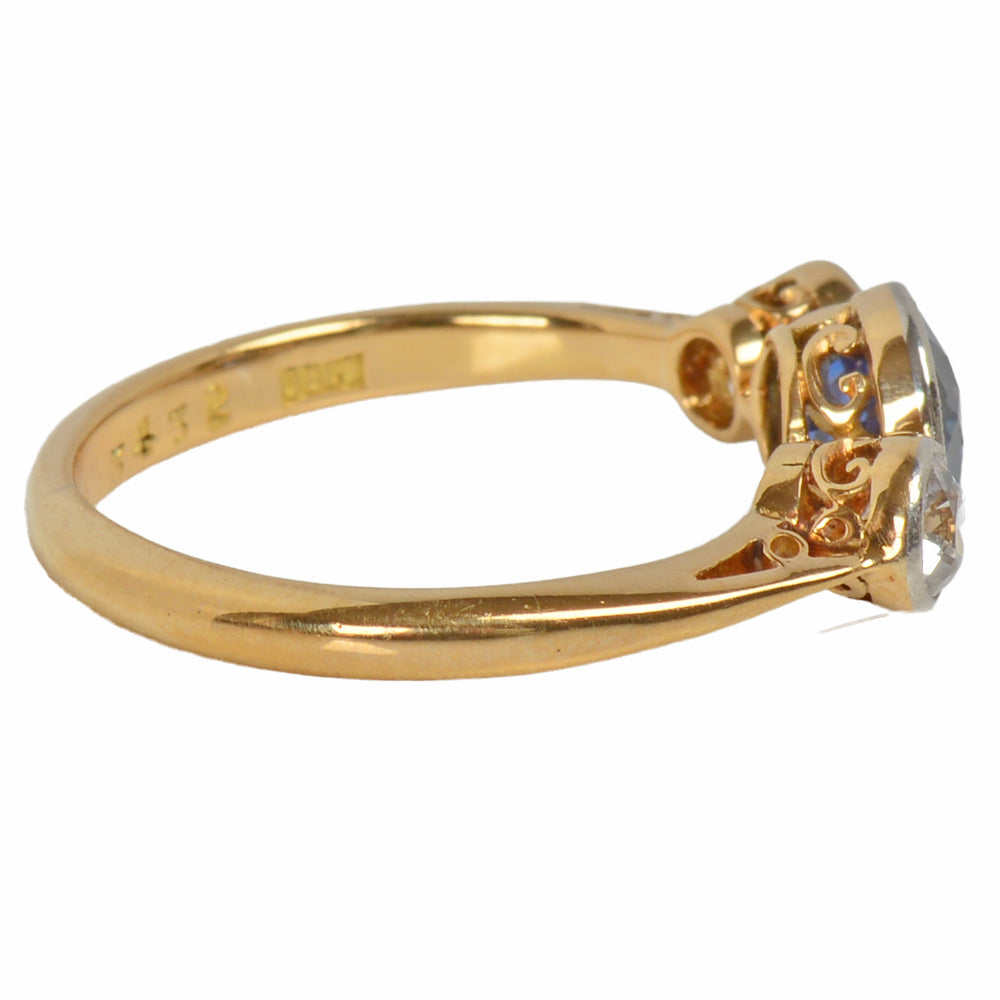 
                      
                        Art Deco Bezel Set Fine Sapphire & Diamond Ring
                      
                    