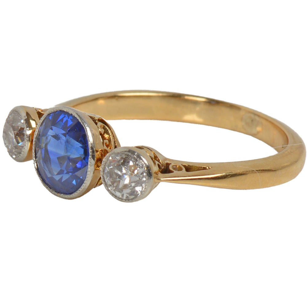 
                      
                        Art Deco Bezel Set Fine Sapphire & Diamond Ring
                      
                    