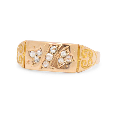 Ivy Leaf Motif Antique Diamond Gold Ring