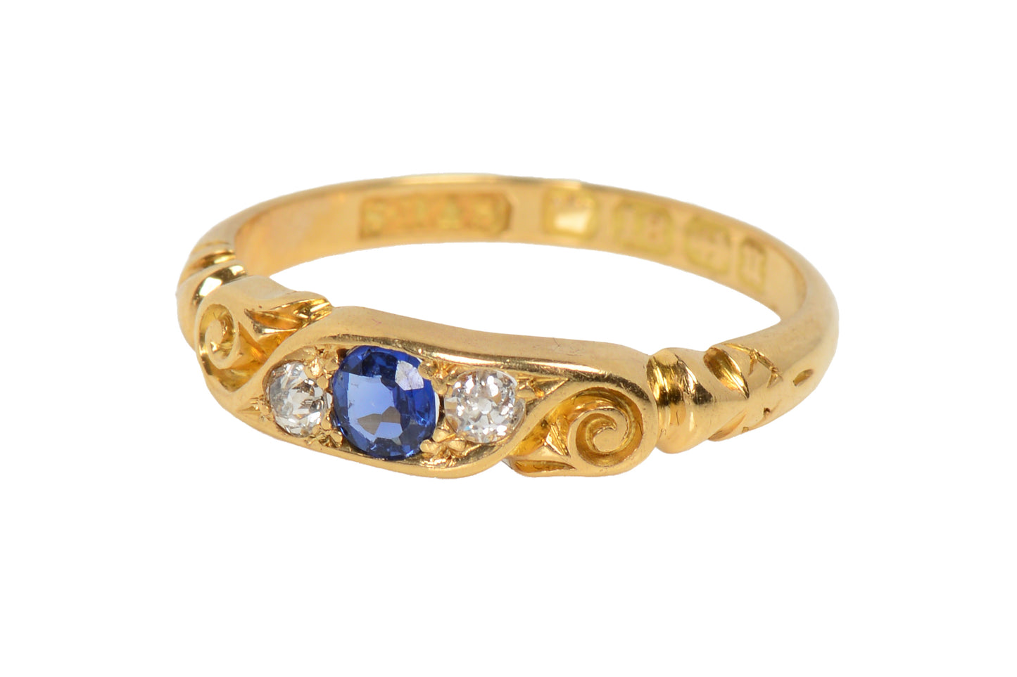 Sapphire Diamond 18k Gold Ring from 1894