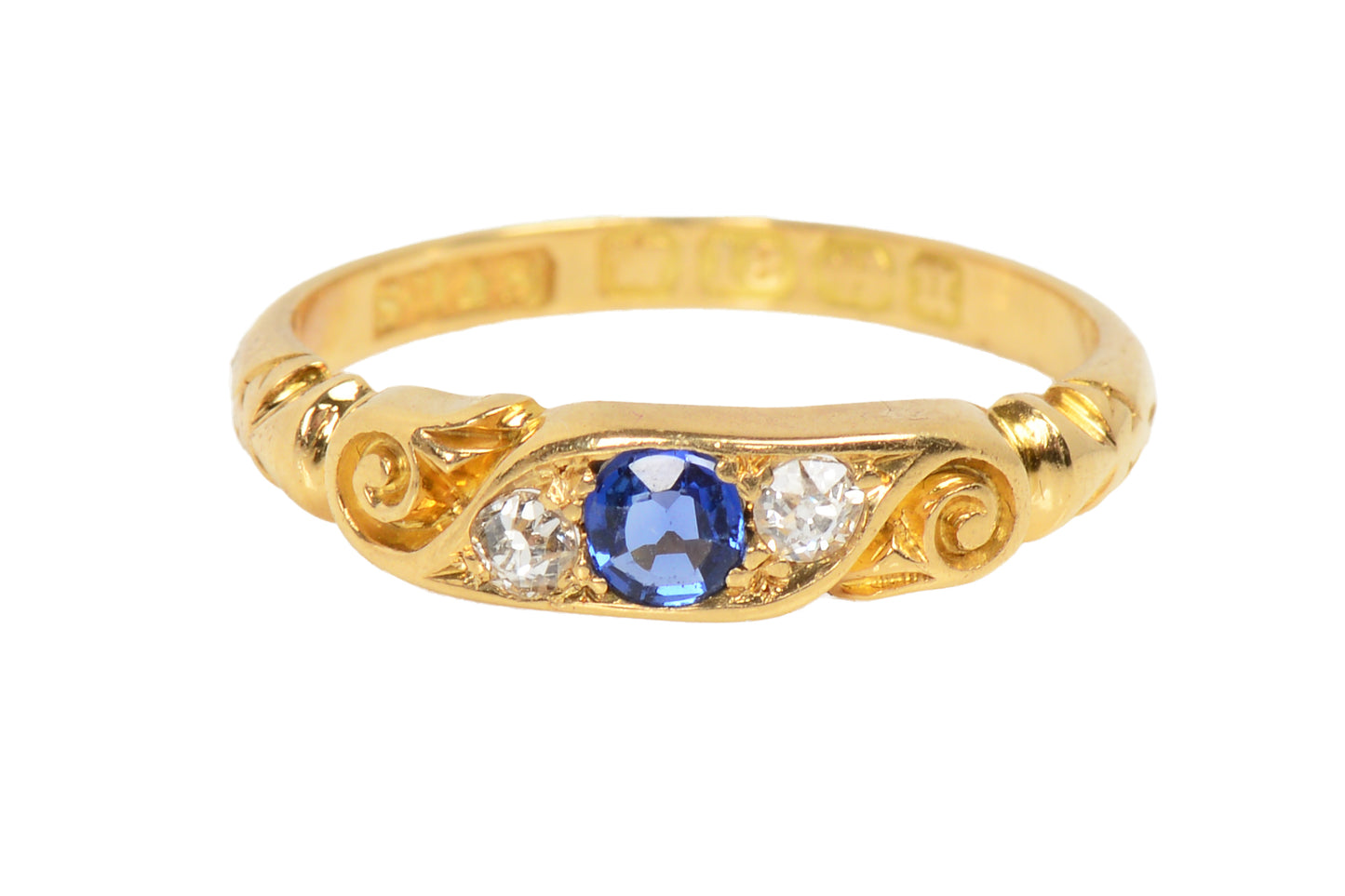 Sapphire Diamond 18k Gold Ring from 1894
