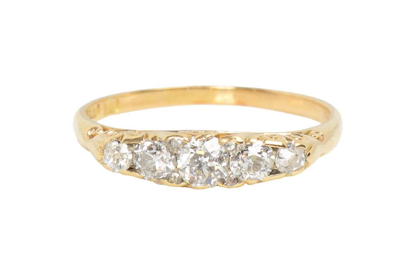 Antique Five Diamond Stack Ring Wedding Band