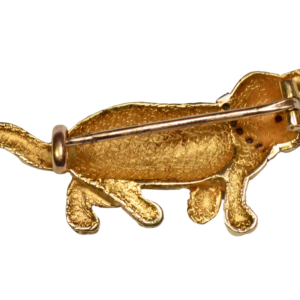 
                      
                        Furrever Yours - Antique Gold Ruby Diamond Cat Brooch
                      
                    