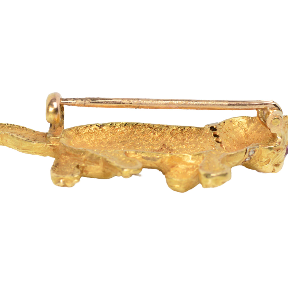 
                      
                        Furrever Yours - Antique Gold Ruby Diamond Cat Brooch
                      
                    