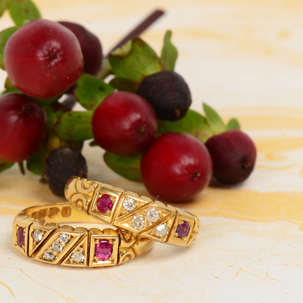 Antique Pair of Matching Wedding Bands of 1892