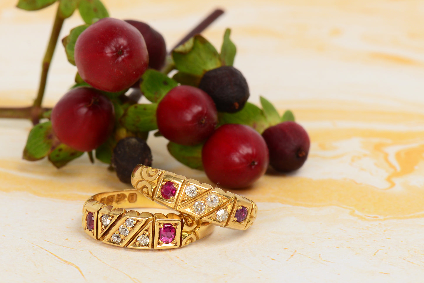 Antique Pair of Matching Wedding Bands of 1892