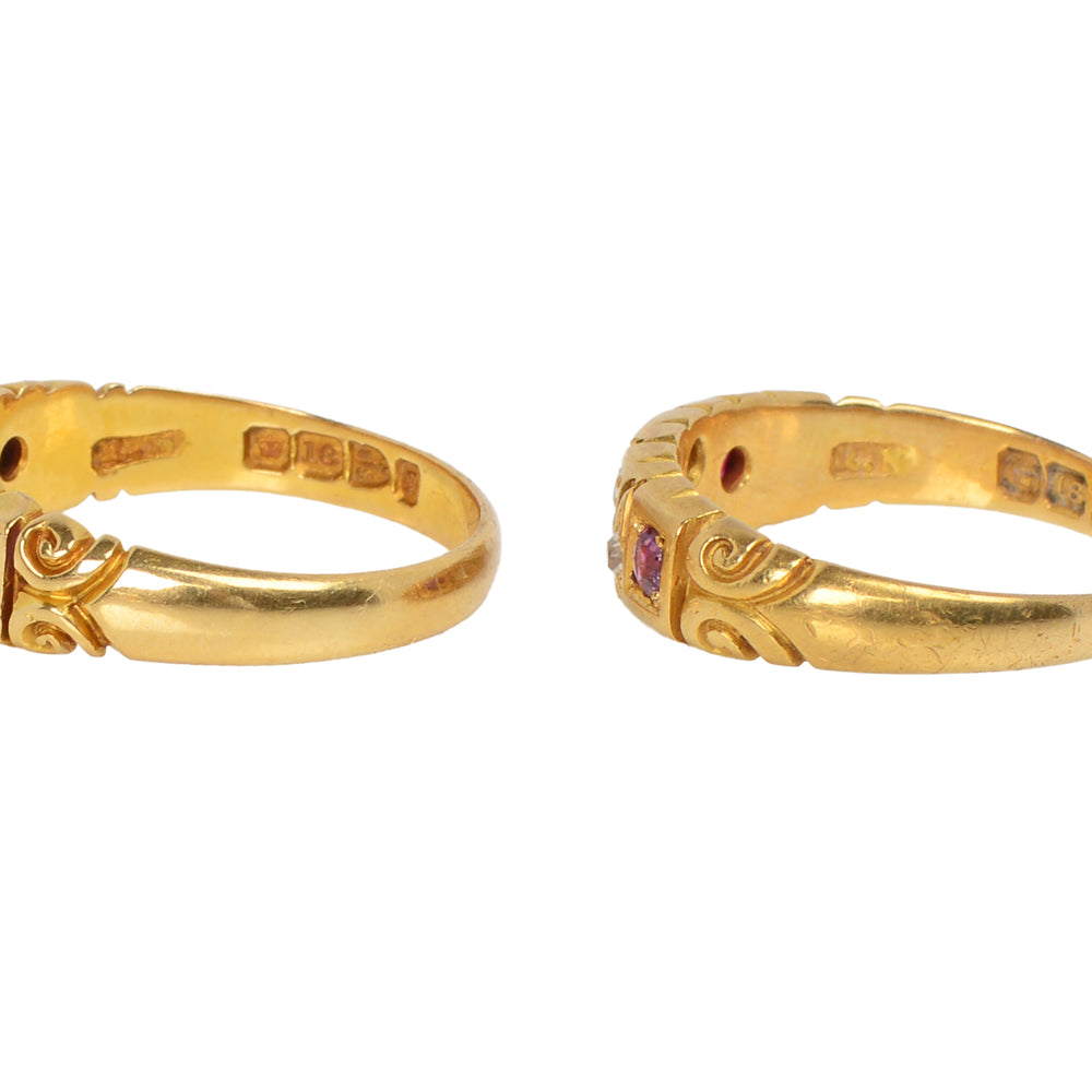 
                      
                        Antique Pair of Matching Wedding Bands of 1892
                      
                    