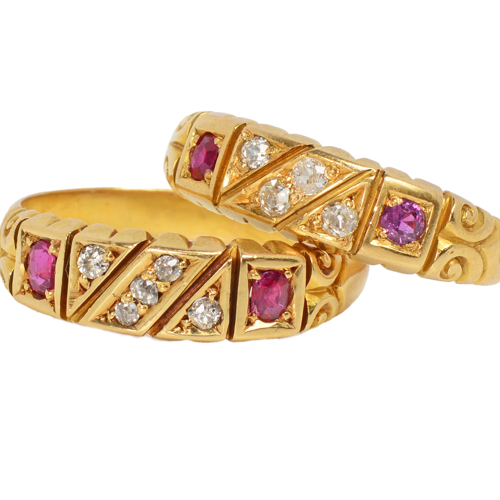 Antique Pair of Matching Wedding Bands of 1892