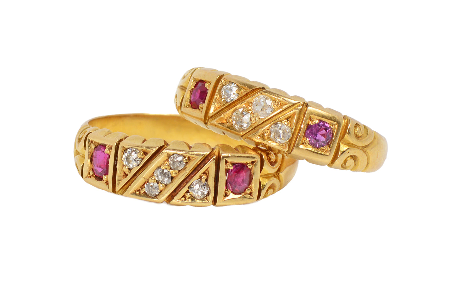 Antique Pair of Matching Wedding Bands of 1892