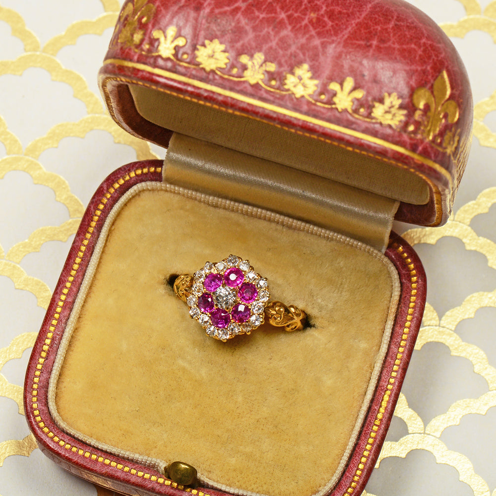 
                      
                        Antique Ruby Diamond Scalloped Ring
                      
                    