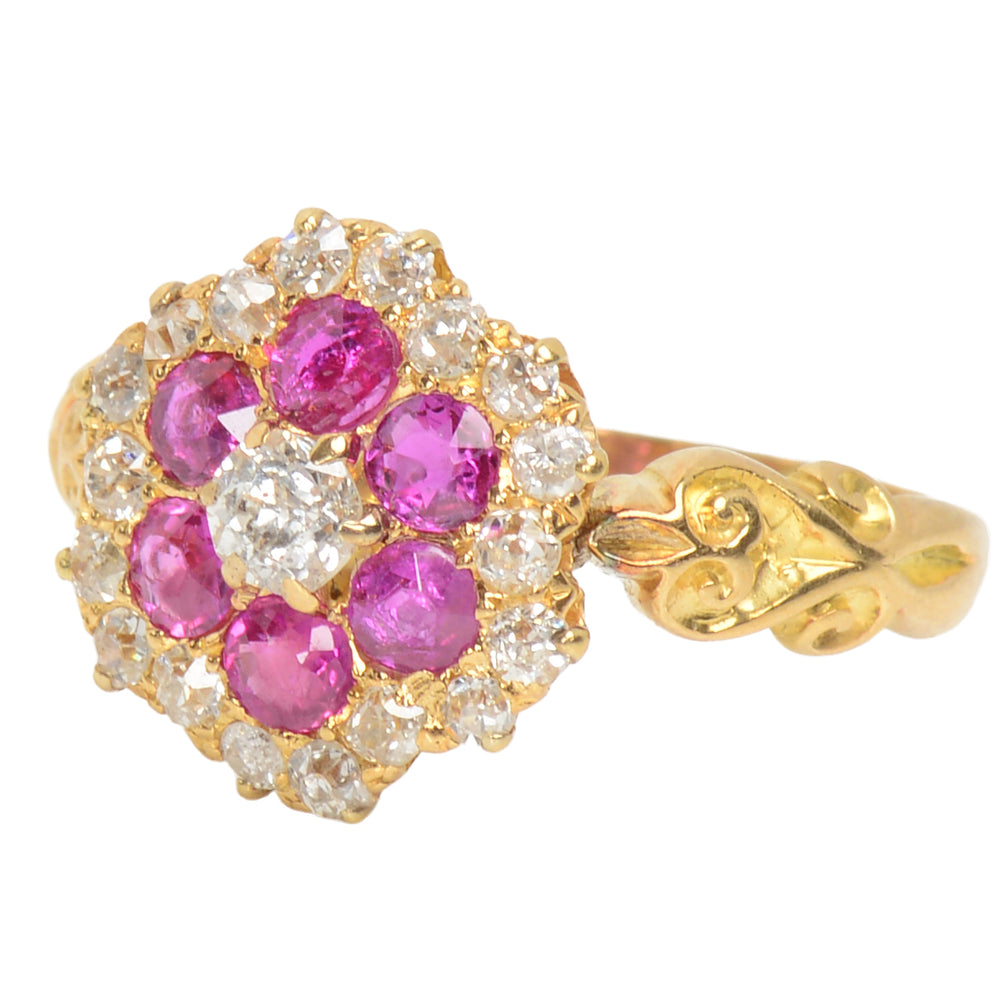 
                      
                        Antique Ruby Diamond Scalloped Ring
                      
                    