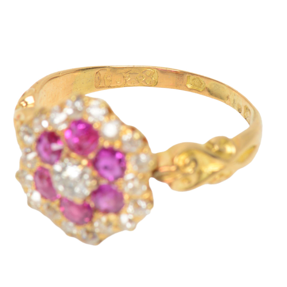 
                      
                        Antique Ruby Diamond Scalloped Ring
                      
                    