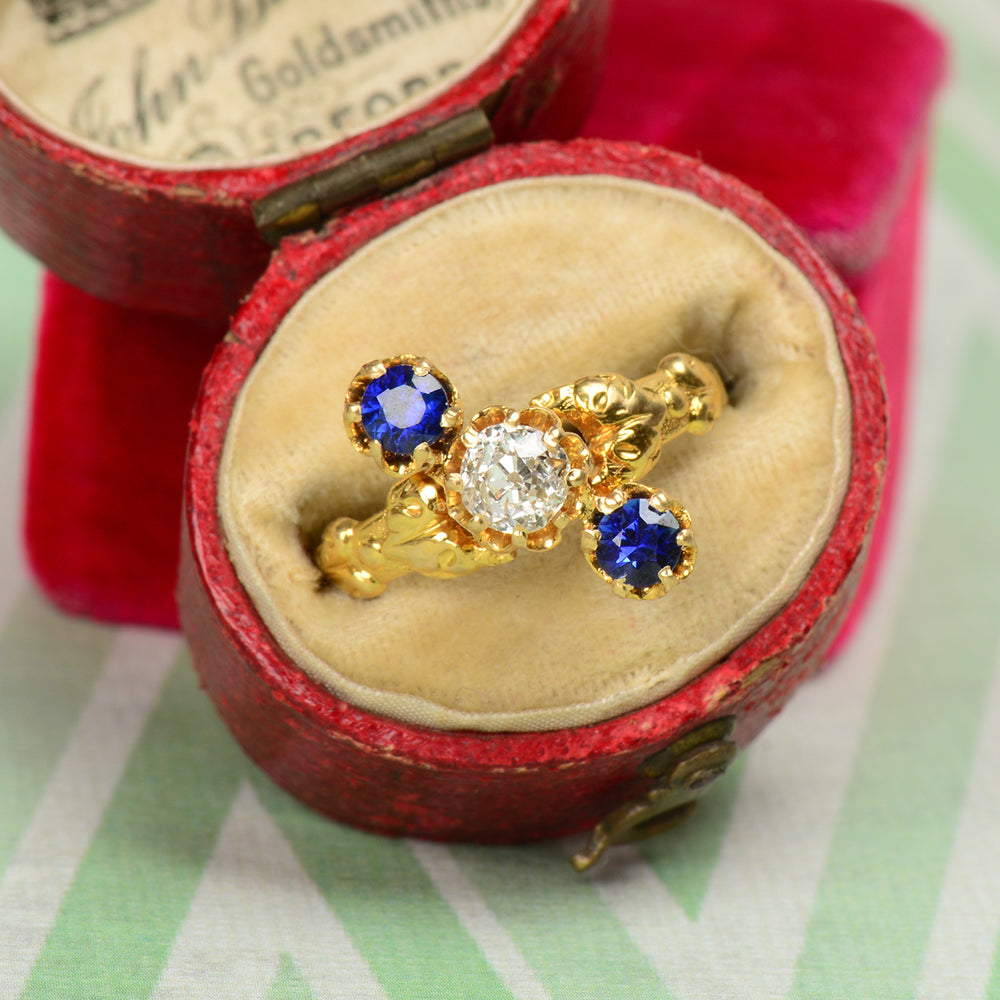 
                      
                        Upward Journey - Vivid Sapphire Diamond Antique Ring
                      
                    