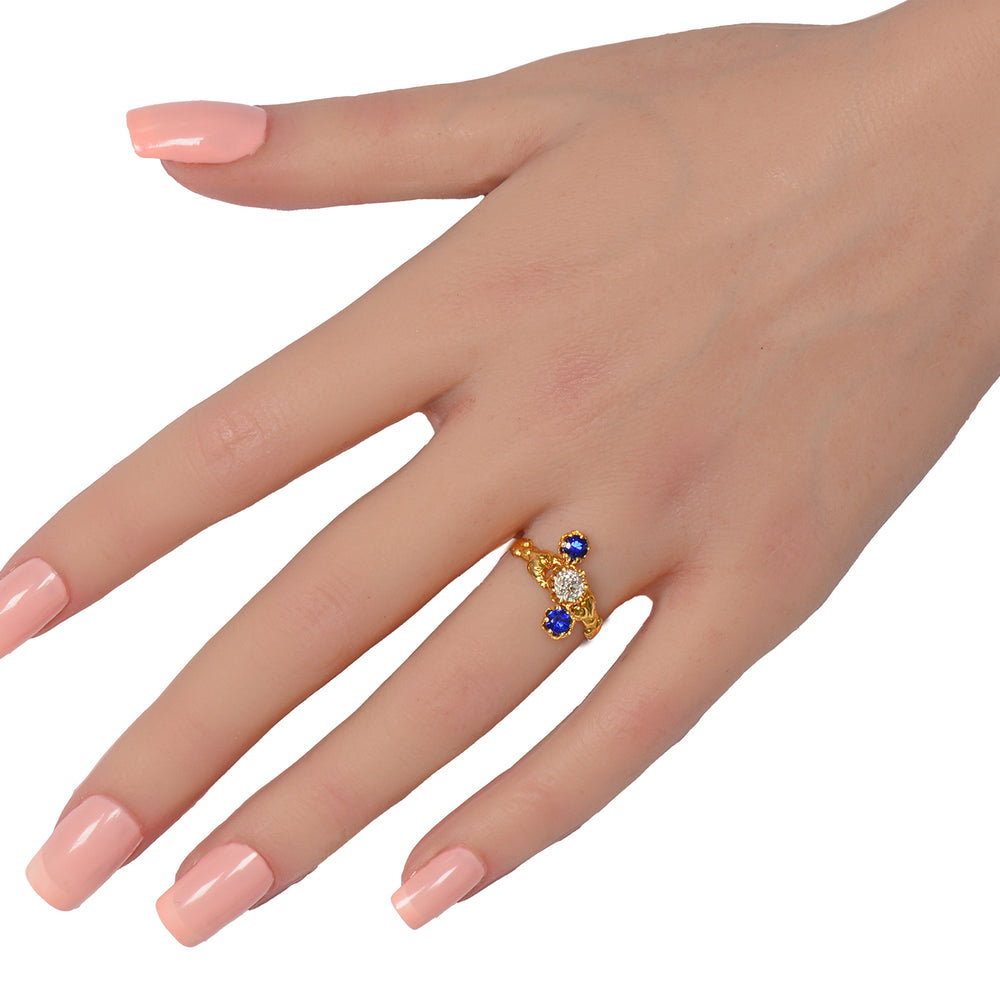 
                      
                        Upward Journey - Vivid Sapphire Diamond Antique Ring
                      
                    
