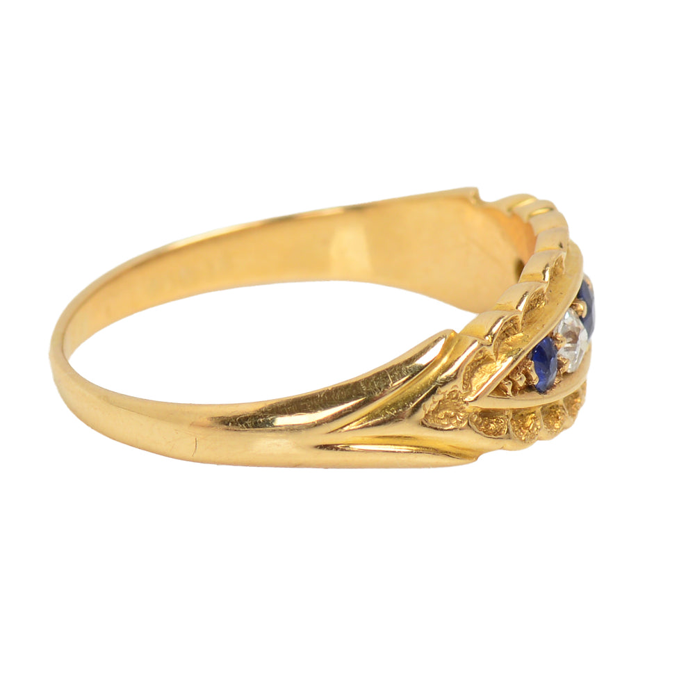 
                      
                        Antique Edwardian Sapphire Diamond Gold RIng
                      
                    