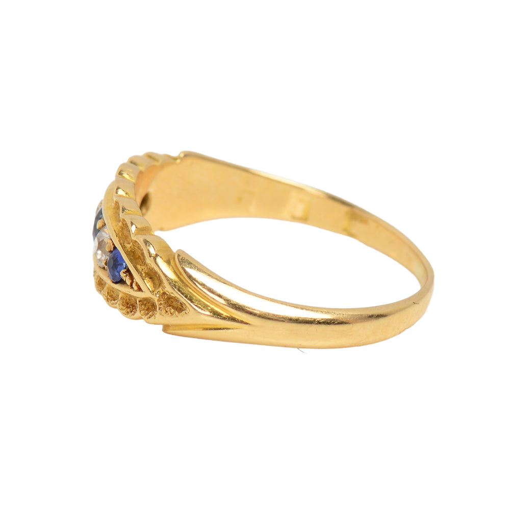 
                      
                        Antique Edwardian Sapphire Diamond Gold RIng
                      
                    