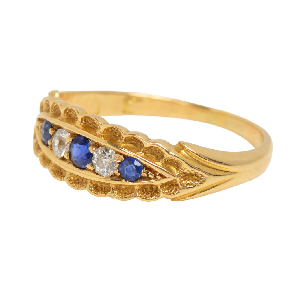Antique Edwardian Sapphire Diamond Gold RIng