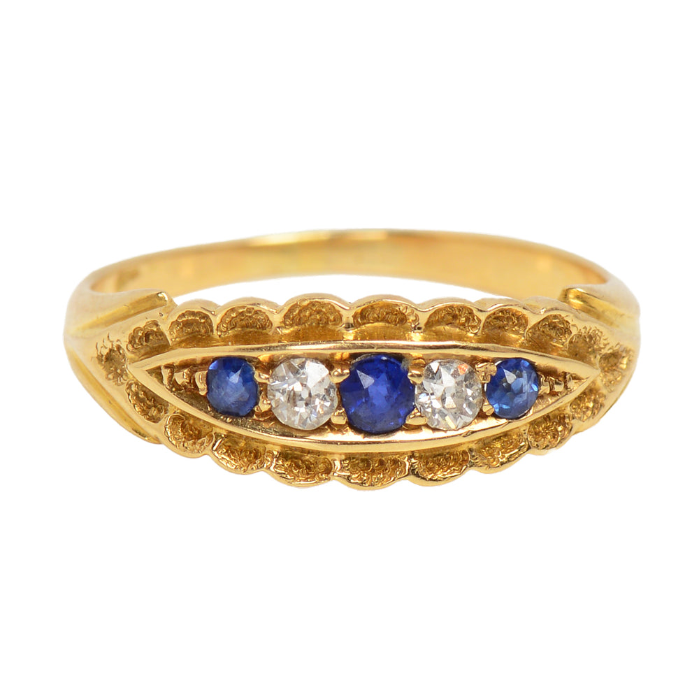 Antique Edwardian Sapphire Diamond Gold RIng
