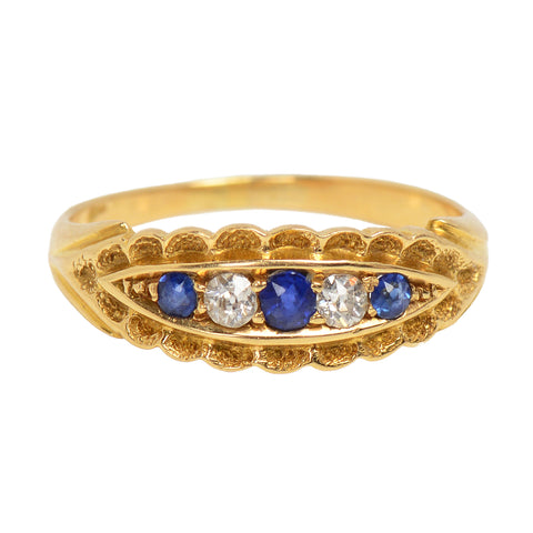 Antique Edwardian Sapphire Diamond Gold RIng