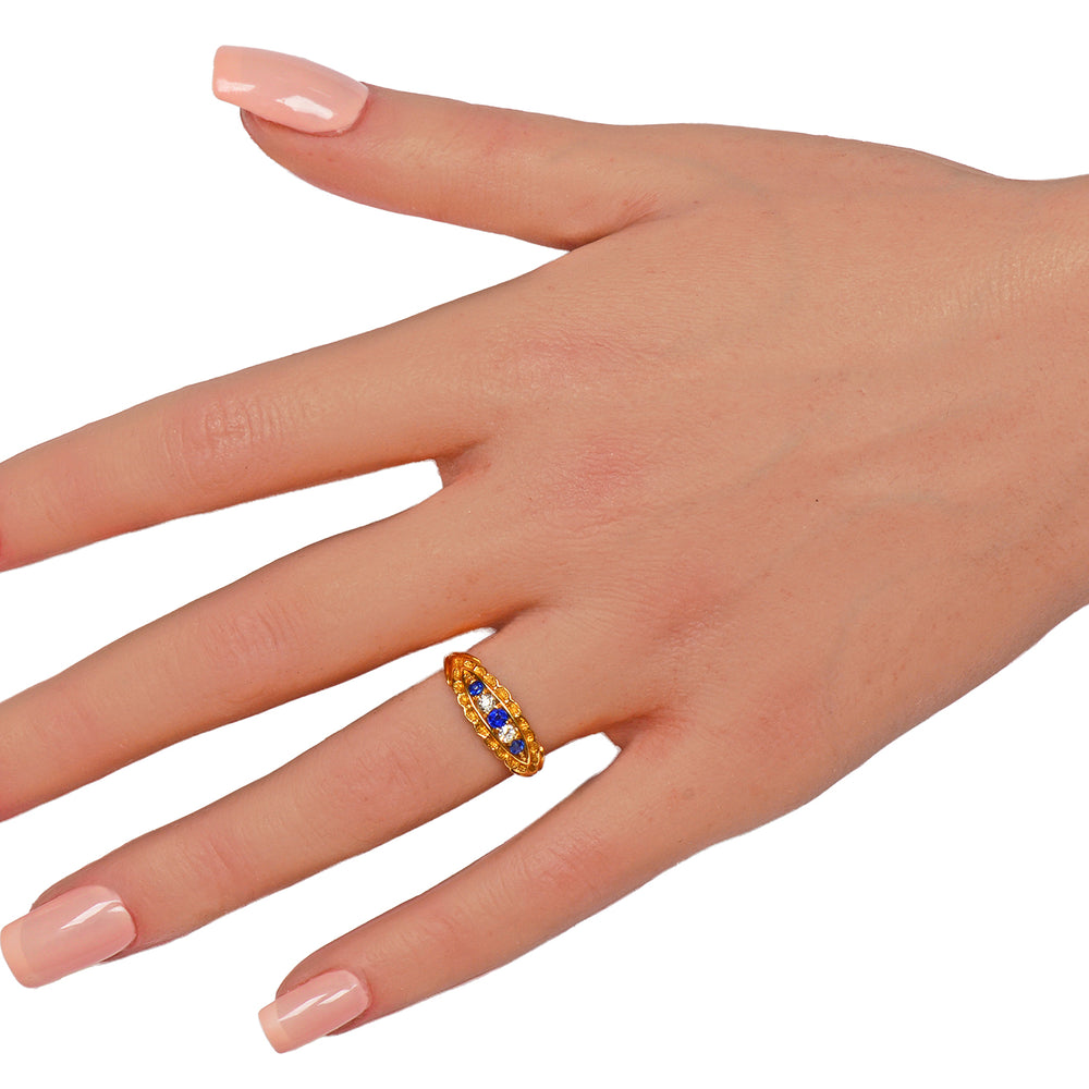 
                      
                        Antique Edwardian Sapphire Diamond Gold RIng
                      
                    