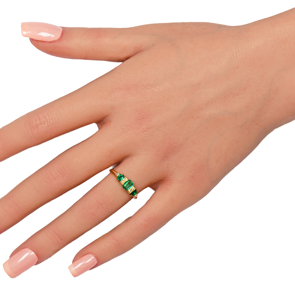 
                      
                        Edwardian Antique Three Emerald Diamond Ring
                      
                    