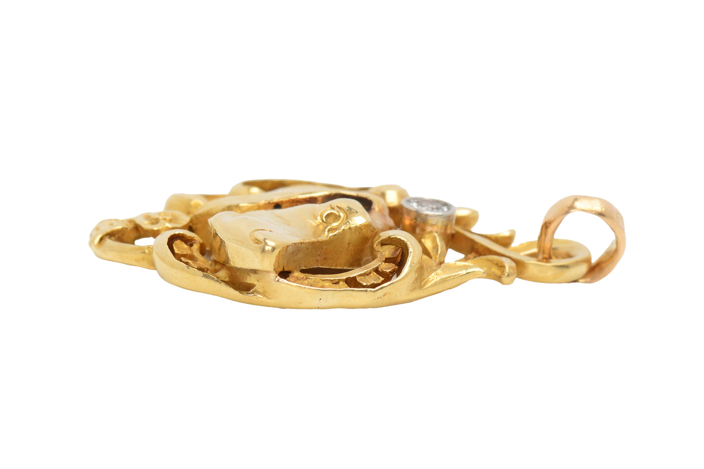 Superlative Diamond 18k Gold Spaniel Dog Pendant