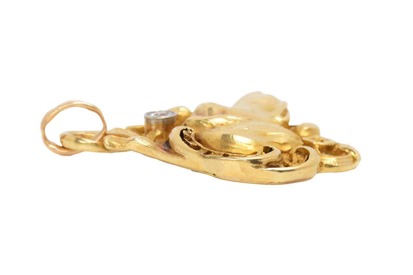 Superlative Diamond 18k Gold Spaniel Dog Pendant