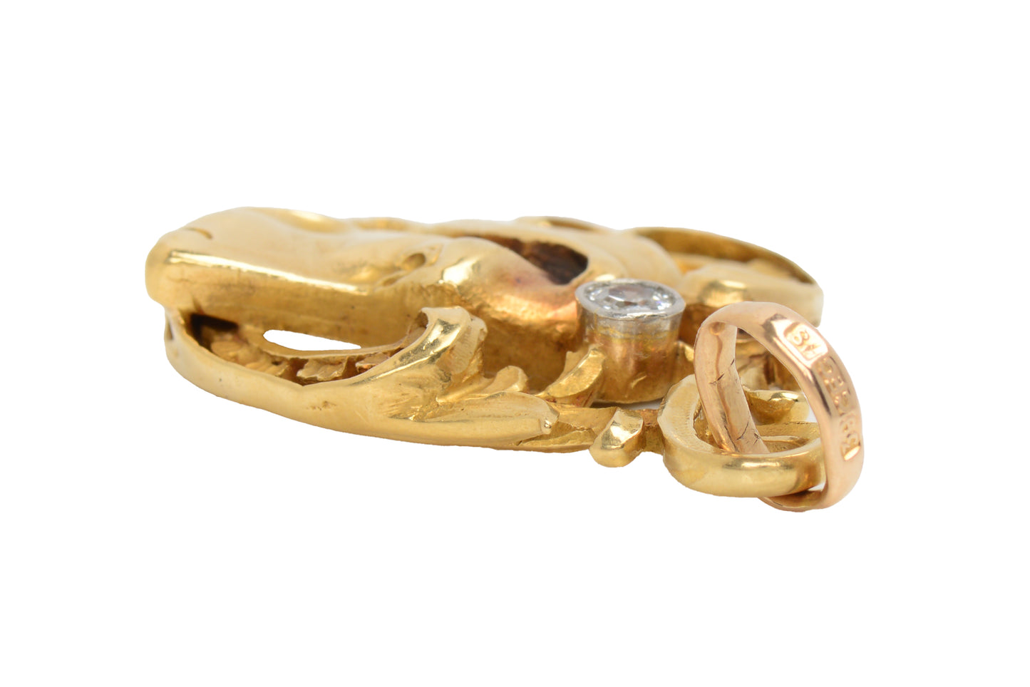 Superlative Diamond 18k Gold Spaniel Dog Pendant