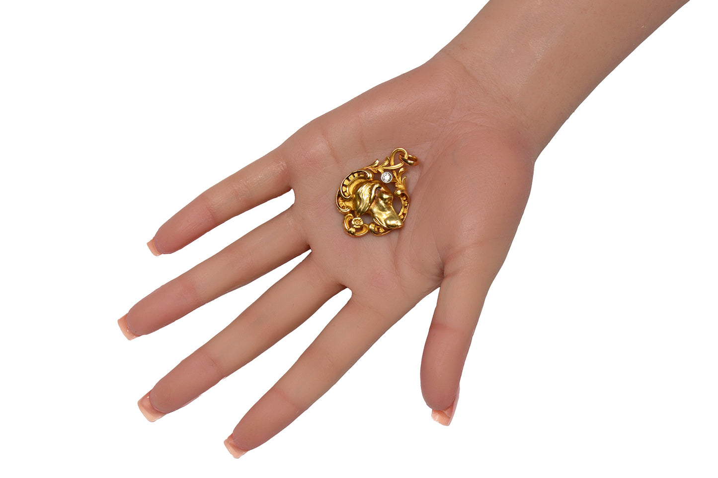 Superlative Diamond 18k Gold Spaniel Dog Pendant
