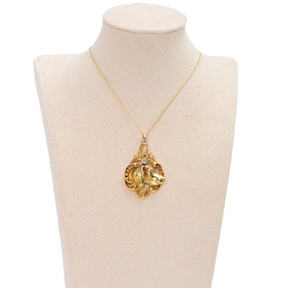 
                      
                        Superlative Diamond 18k Gold Spaniel Dog Pendant
                      
                    