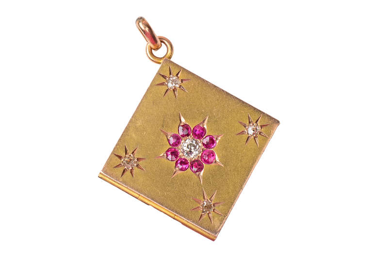 Times Square - Elegant Art Deco Ruby Diamond Locket