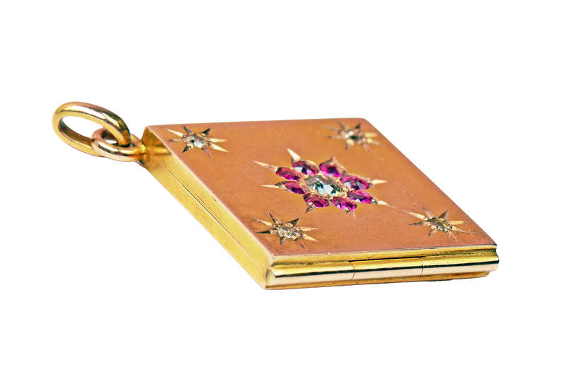 Times Square - Elegant Art Deco Ruby Diamond Locket