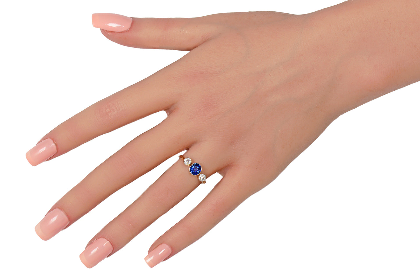 Art Deco Bezel Set Fine Sapphire & Diamond Ring