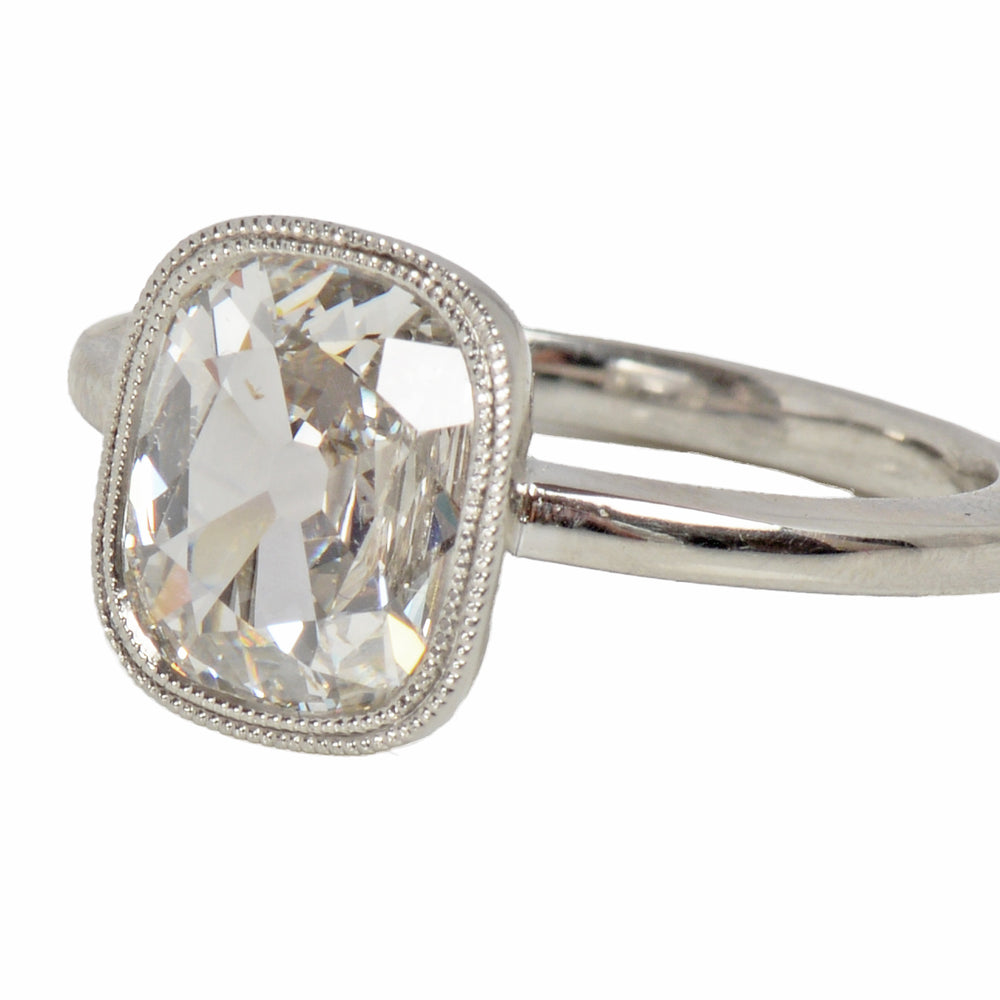 Antique Cushion Cut Diamond Platinum Ring