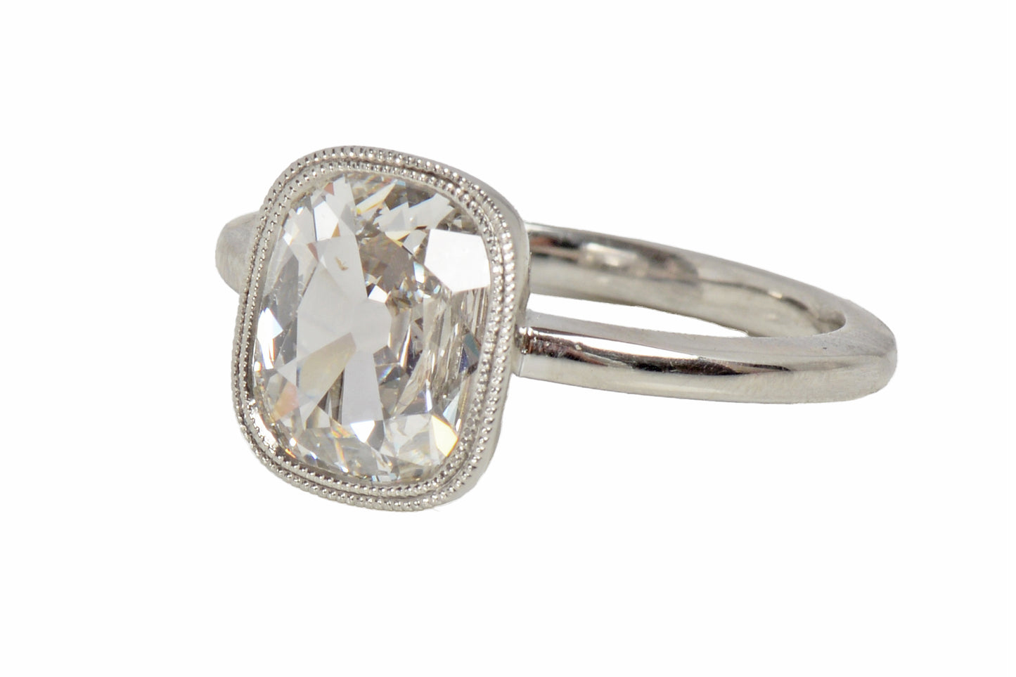 Antique Cushion Cut Diamond Platinum Ring