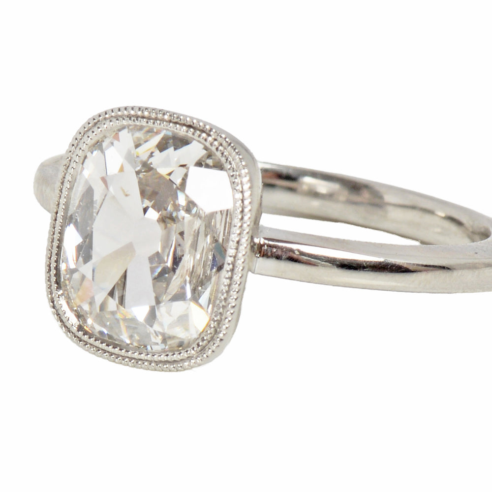 Antique Cushion Cut Diamond Platinum Ring