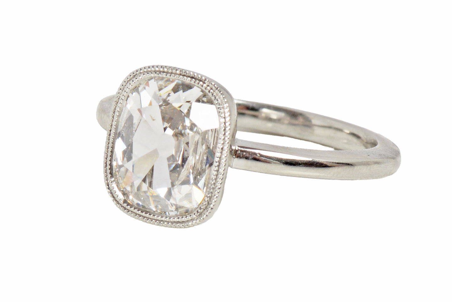 Antique Cushion Cut Diamond Platinum Ring