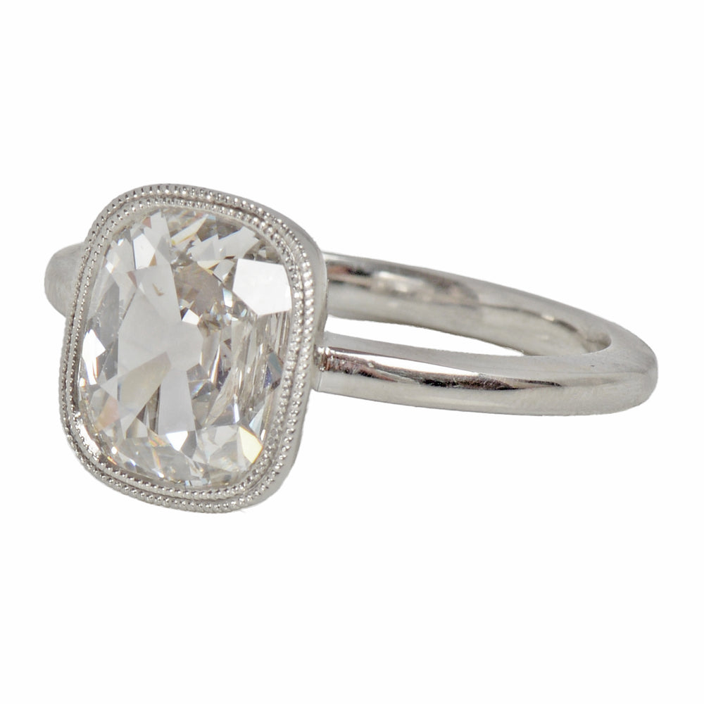 Antique Cushion Cut Diamond Platinum Ring