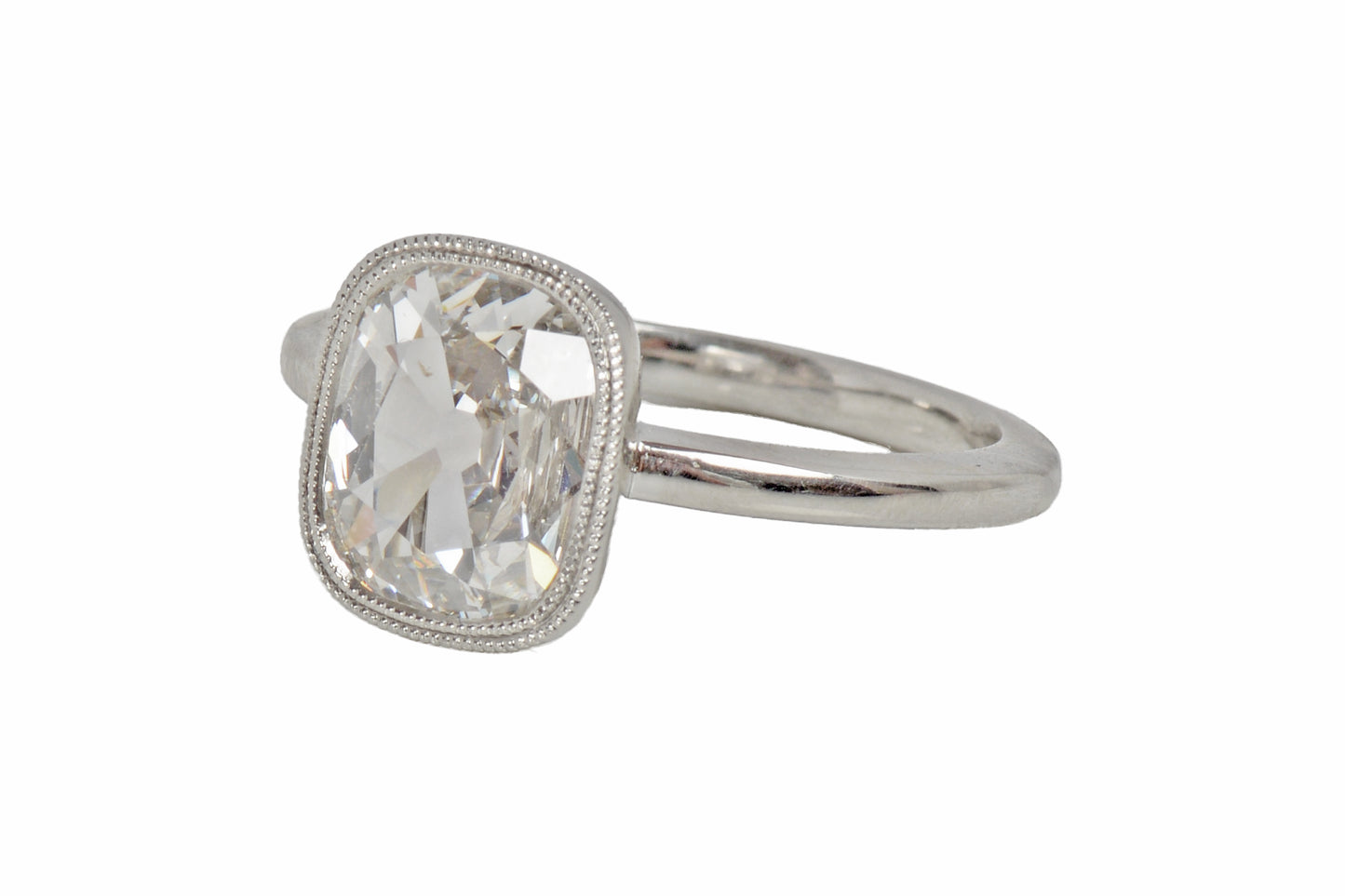 Antique Cushion Cut Diamond Platinum Ring