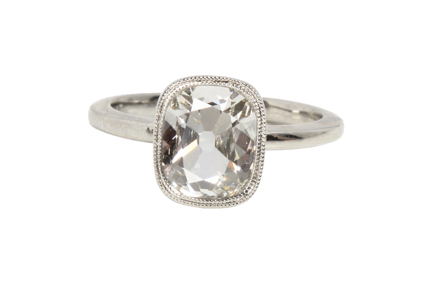 Antique Cushion Cut Diamond Platinum Ring