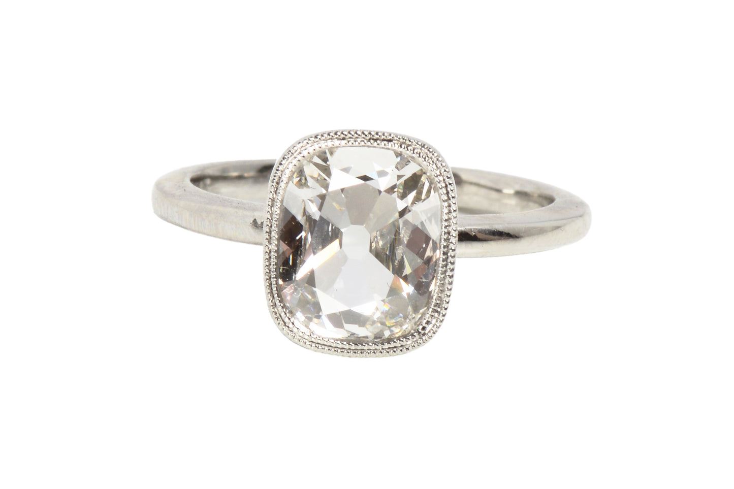 Antique Cushion Cut Diamond Platinum Ring