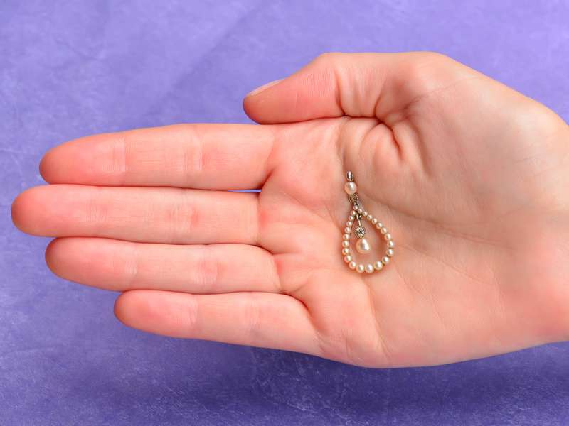 Antique Edwardian Natural Pearl Pendant & Chain