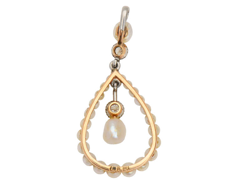 Antique Edwardian Natural Pearl Pendant & Chain
