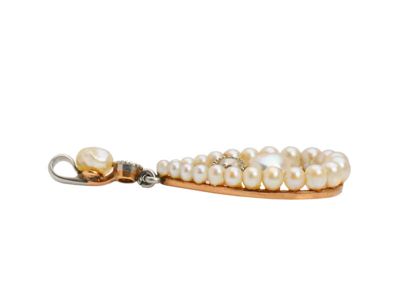 Antique Edwardian Natural Pearl Pendant & Chain