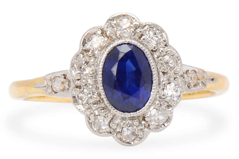 A Christmas Gift from 1937 - Sapphire Diamond Ring